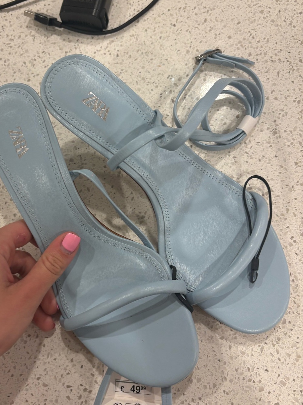 Zara Pale Blue Strappy Heeled Sandals